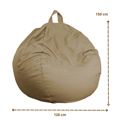 Pouf poire Géant XXL d'intérieur en tissu effet lin - 120x150 cm - Beige  - Deco-arts.fr