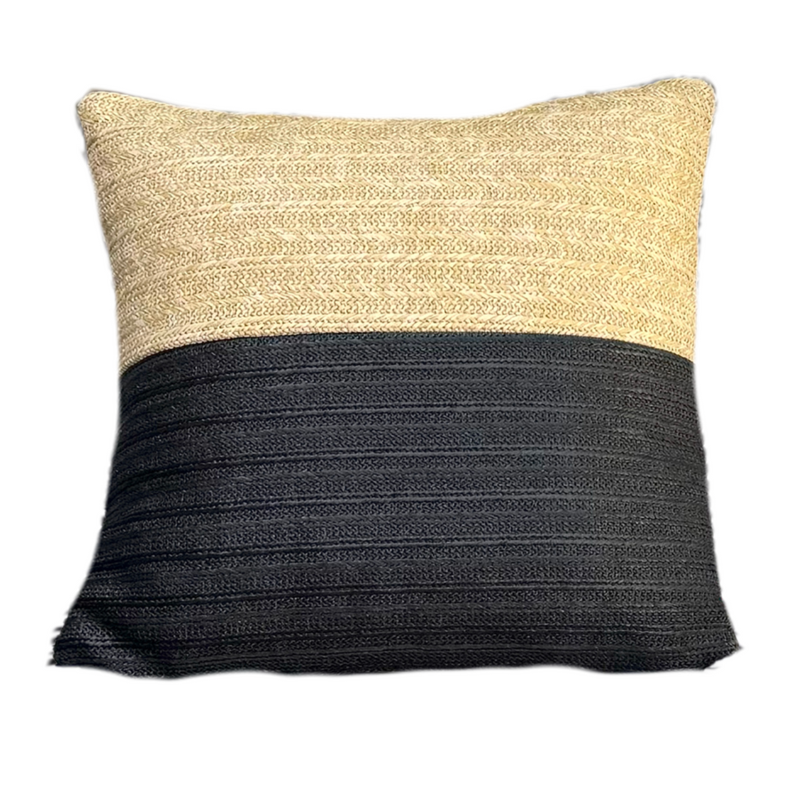 Capa de Almofada Efeito Ráfia Bicolor 45x45, tecido efeito ráfia
