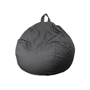 Pouf poire XL d'intérieur en tissu effet lin - 110x120 cm - Gris chiné 