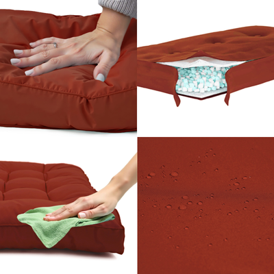 Coussin palette terracotta 120x80 cm, imperméable et épais 15 cm, pour fauteuils et canapés, Deco-arts.fr