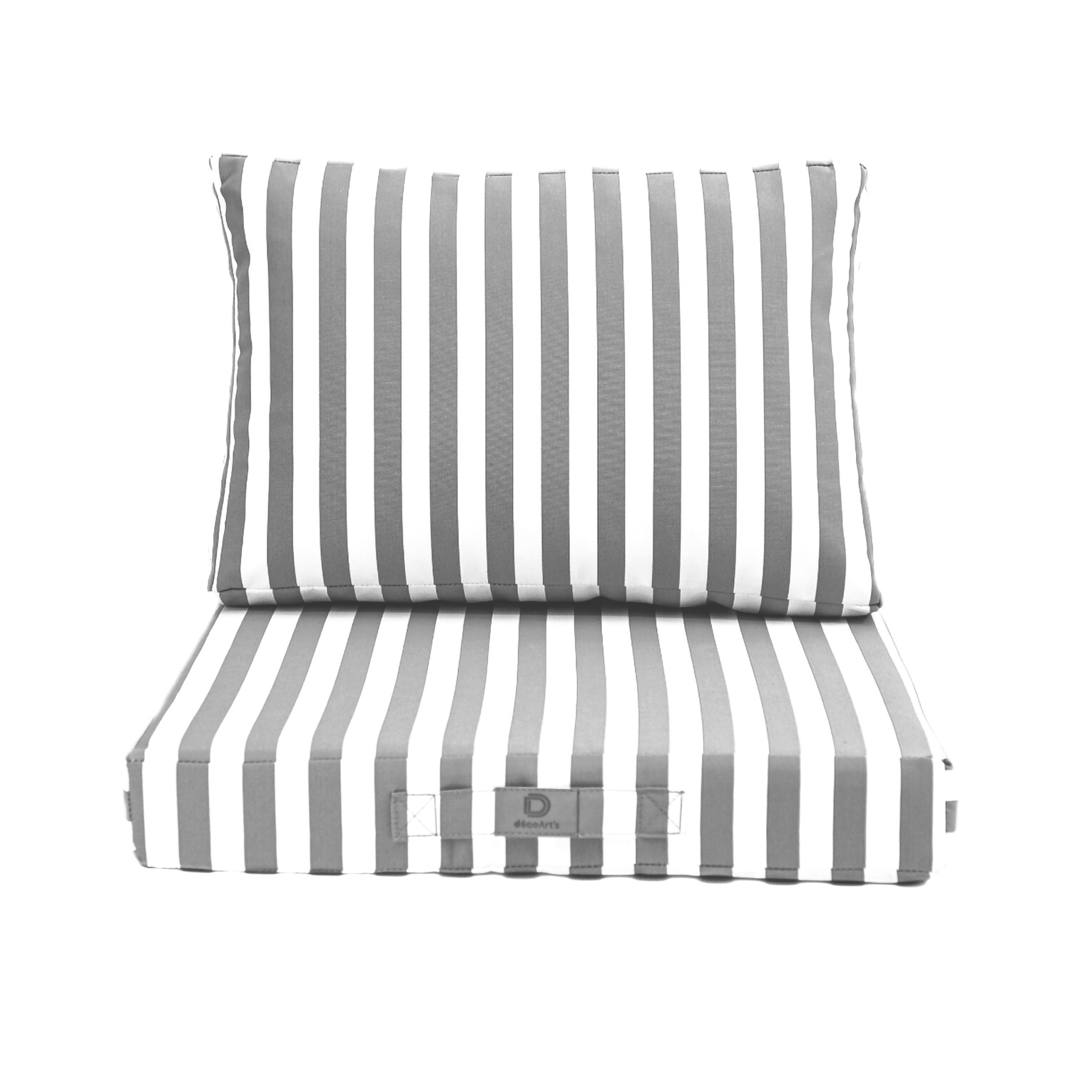 Coussins pour salon de jardin déhoussable 50x50cm - Rayure gris clair - Déco Arts