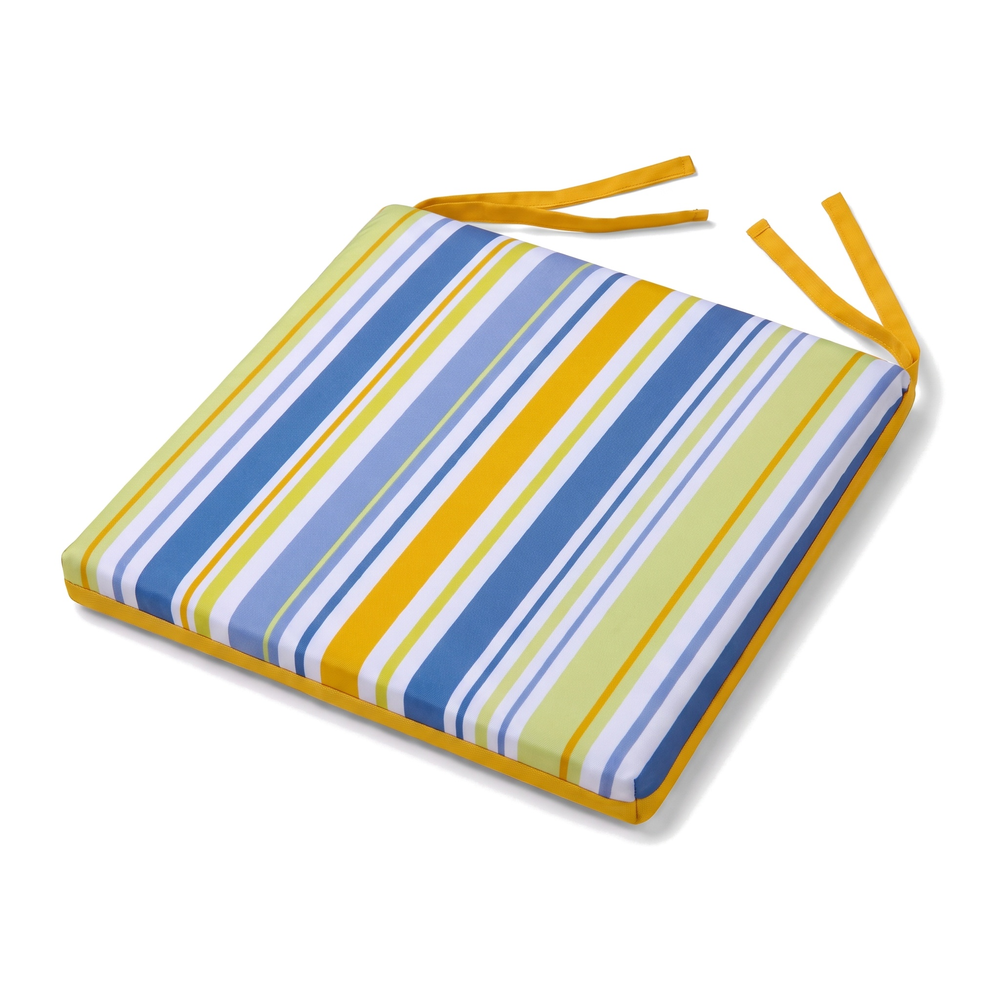 Square 35x35 chair pad Sunny Stripes Pattern with ties