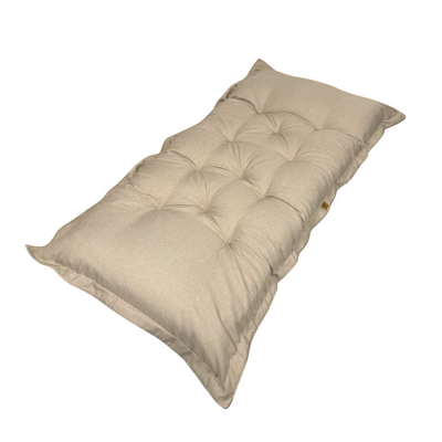Coussin décoratif Futon de Sol XXL Effet Lin beige 195x100cm, épais 15cm, pour détente ou lit d'appoint.