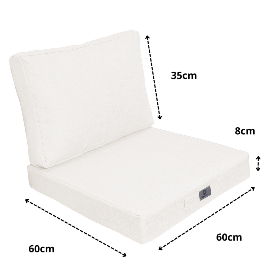 Ensemble Coussins Fauteuil 60x60 Blanc Cassé, tissu effet lin