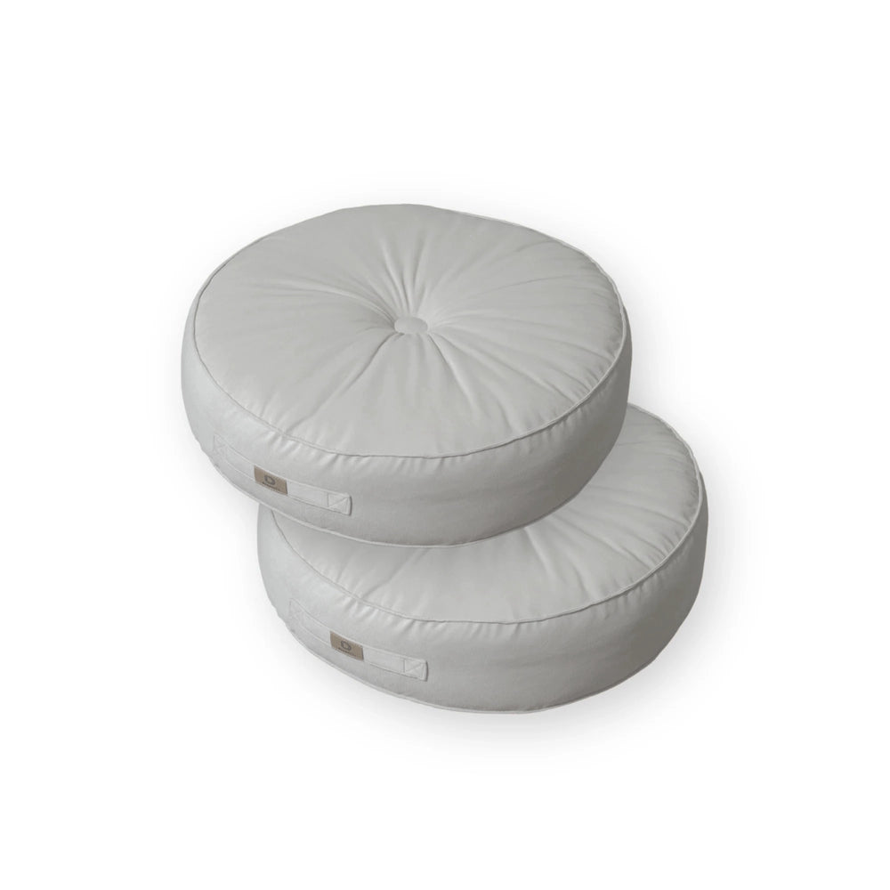 Lot de 2 Poufs Ronds Velours Ø50 Gris Clair, tissu velours