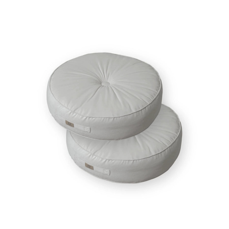 Set van 2 ronde fluwelen poefs Ø50 Lichtgrijs, fluwelen stof
