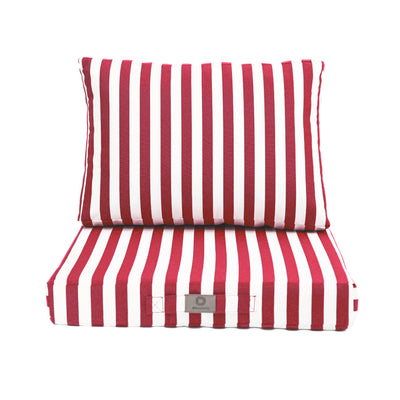 Ensemble de coussins de salon de jardin 50x50 cm rayures rouges, pour fauteuils et canapés, en tissu 270g, Deco-arts.fr