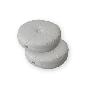 Conjunto de 2 Pufes Redondos de Veludo XL Ø60 Cinzento Claro - (Grande Confortoo e Pega)