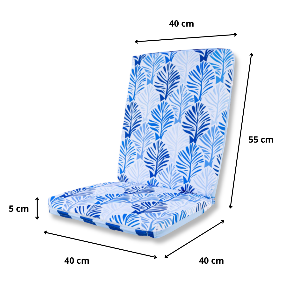 Lot de 4 Coussins pour chaises 95 x 40 cm motif feuillage Bleu - Deco-arts.fr