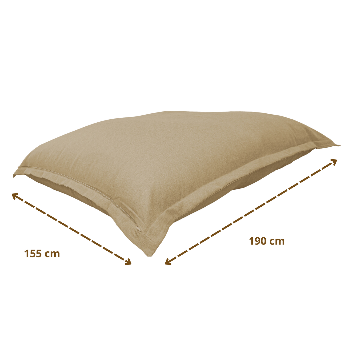 Pouf intérieur XXL Housse effet lin beige 190x155cm - Deco-arts.fr