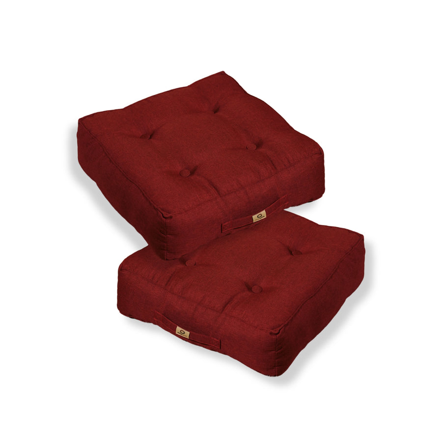 Lot de 2 Coussins de Sol Effet Lin Rouge – photo 2