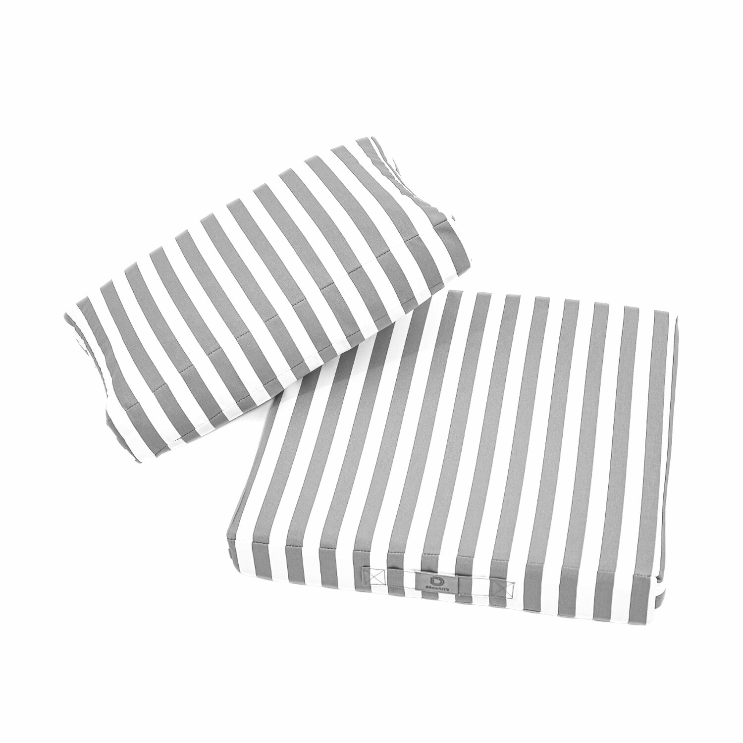 Coussins pour salon de jardin déhoussable 50x50cm - Rayure gris clair - Déco Arts