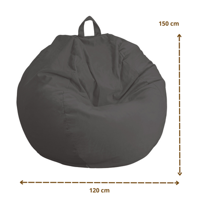 Pouf poire Géant XXL d'intérieur en tissu velours - 120x150 cm - Gris foncé - Deco-arts.fr