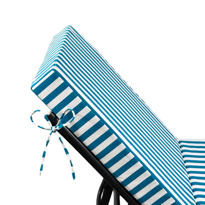Coussin bain de soleil premium avec coussin - Rayures Turquoises - Deco-arts.fr