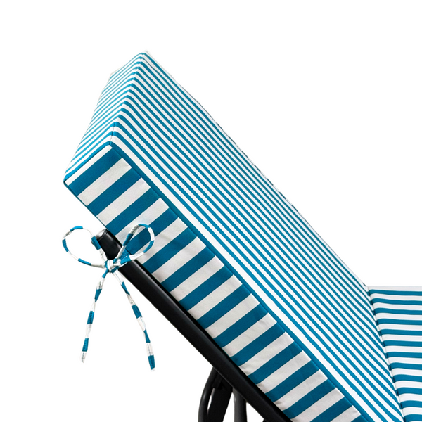 Coussin bain de soleil premium avec coussin - Rayures Turquoises - Deco-arts.fr