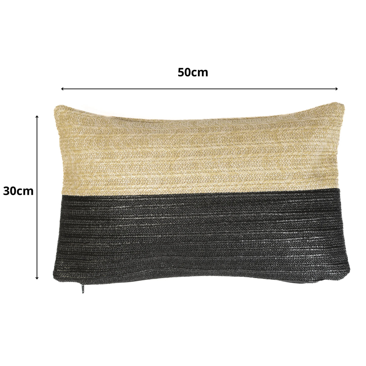 Capa de Almofada Efeito Ráfia Bicolor 30x50 - (Housse Seule - Estilo Boémio) – esquema com medidas