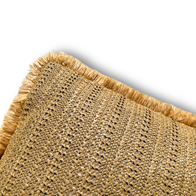 Housse de coussin déco en raphia uni 30x50 cm, style bohème, pour canapé ou lit, aspect naturel et élégant.