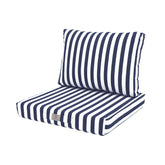 Coussins pour salon de jardin déhoussable 60x60cm - Rayure bleu marine - Déco Arts