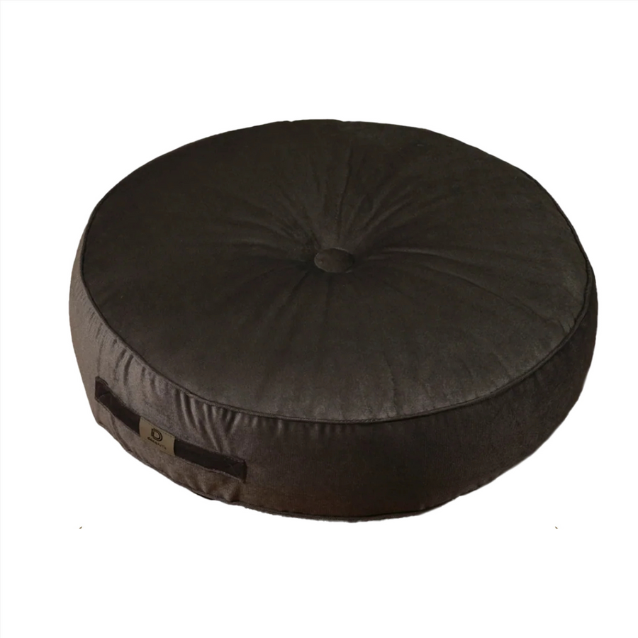 Set of 2 XL Round Velvet Poufs Ø60 Dark Grey – photo 3