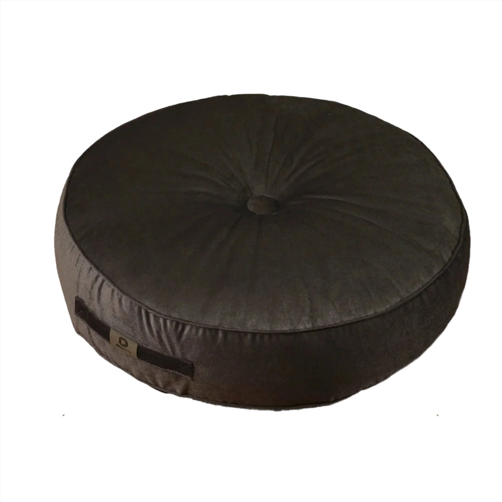 Lot de 2 Poufs Ronds Velours Ø50 Gris Foncé – photo 3