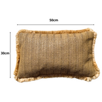 Housse de coussin déco en raphia uni 30x50 cm, style bohème, pour canapé ou lit, coloris naturel.