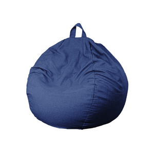 Pouf poire XL d'intérieur en tissu effet lin - 110x120 cm - Bleu indigo 