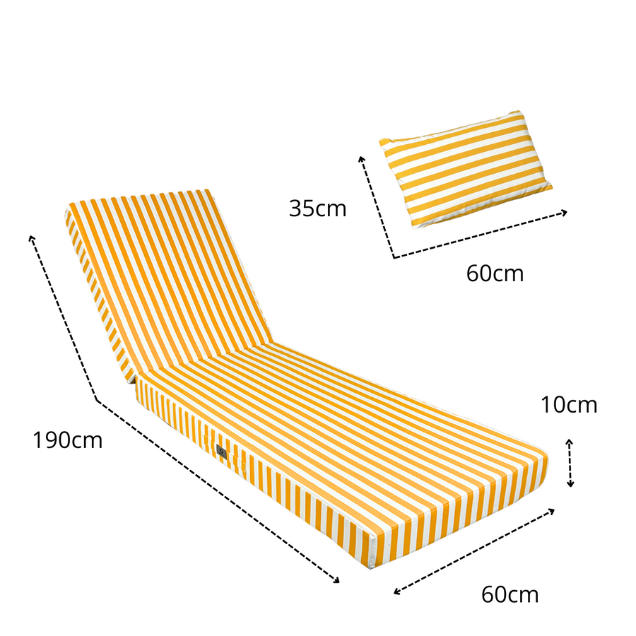 Premium-Liegenauflage 190x60 Gelbe Streifen, Füllung aus hochdichtem Schaumstoff