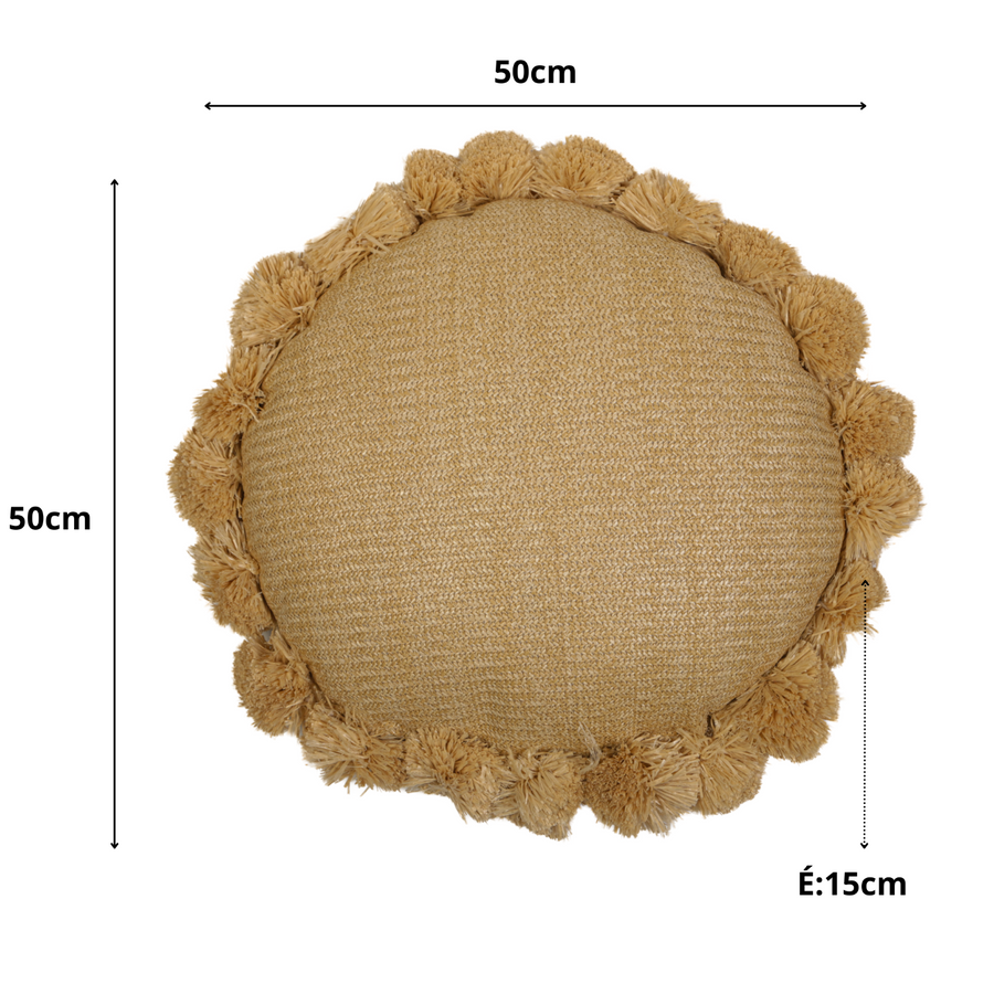 Almofada Sol Efeito Ráfia 50x15 cm, para interior, exterior e piscina