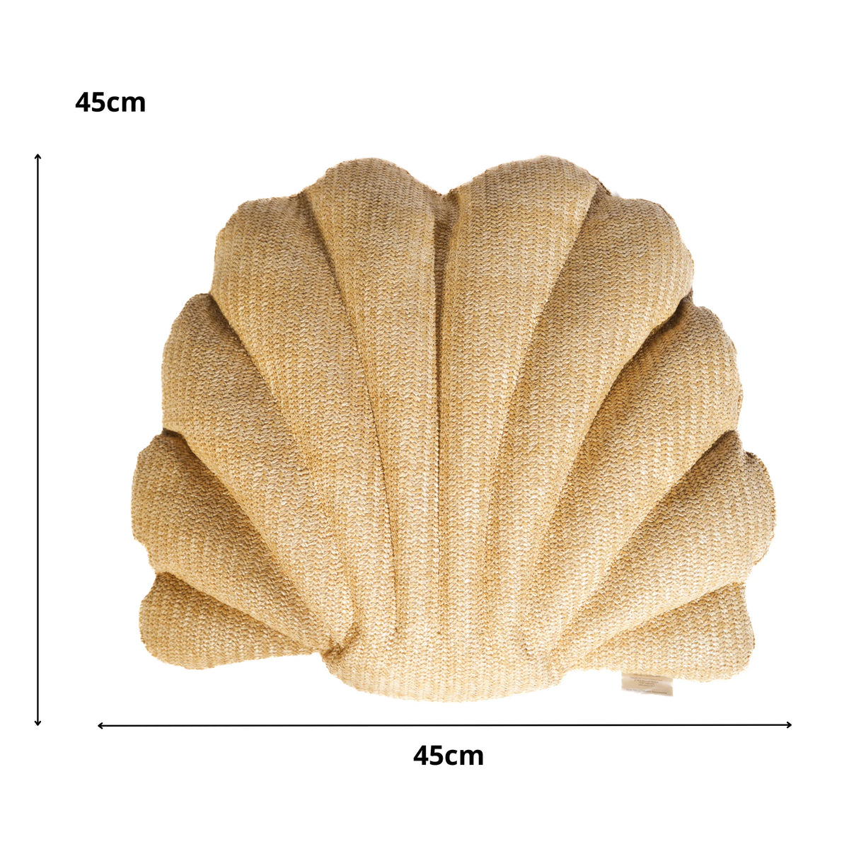 Coussin Coquillage Effet Raphia 45x45 cm - Déco Bohème (Garni & Résistant) – schéma coté