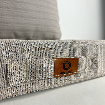 Ensemble de coussins pour salon jardin Deco-arts.fr, 1 assise et 2 dossiers beige chiné noir, 120x60 cm, premium 270g