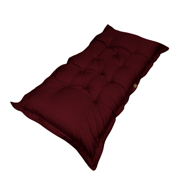 Coussin décoratif XXL Effet Lin prune, épais 15cm, pour détente ou lit d'appoint, design moderne et confortable.