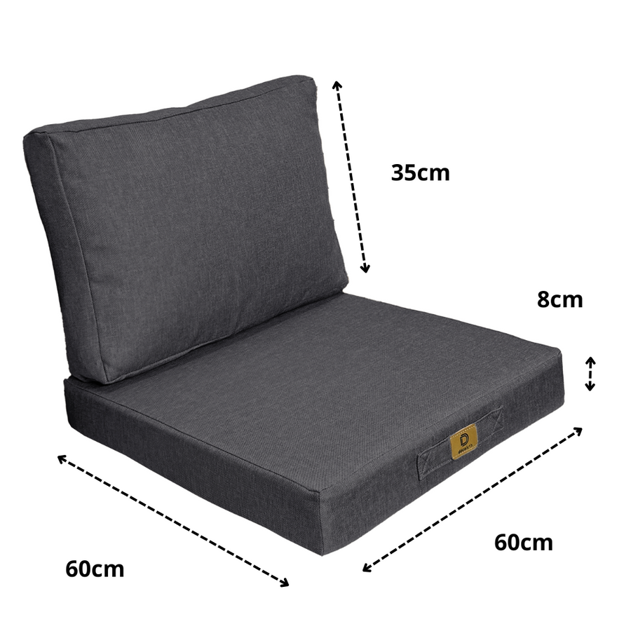 Sesselkissen-Set 60x60 Grau Chiné, Stoff in Leinenoptik