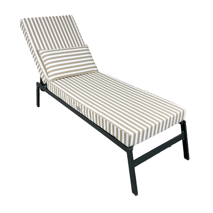 Matelas Transat Premium 190x60 Rayure Beige, housse déhoussable