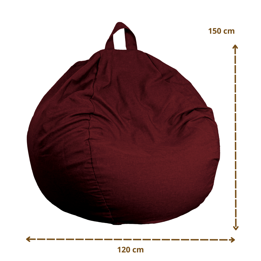 XXL reuzen peervormige zitzak 120x150 Pruim, stof met linnenlook