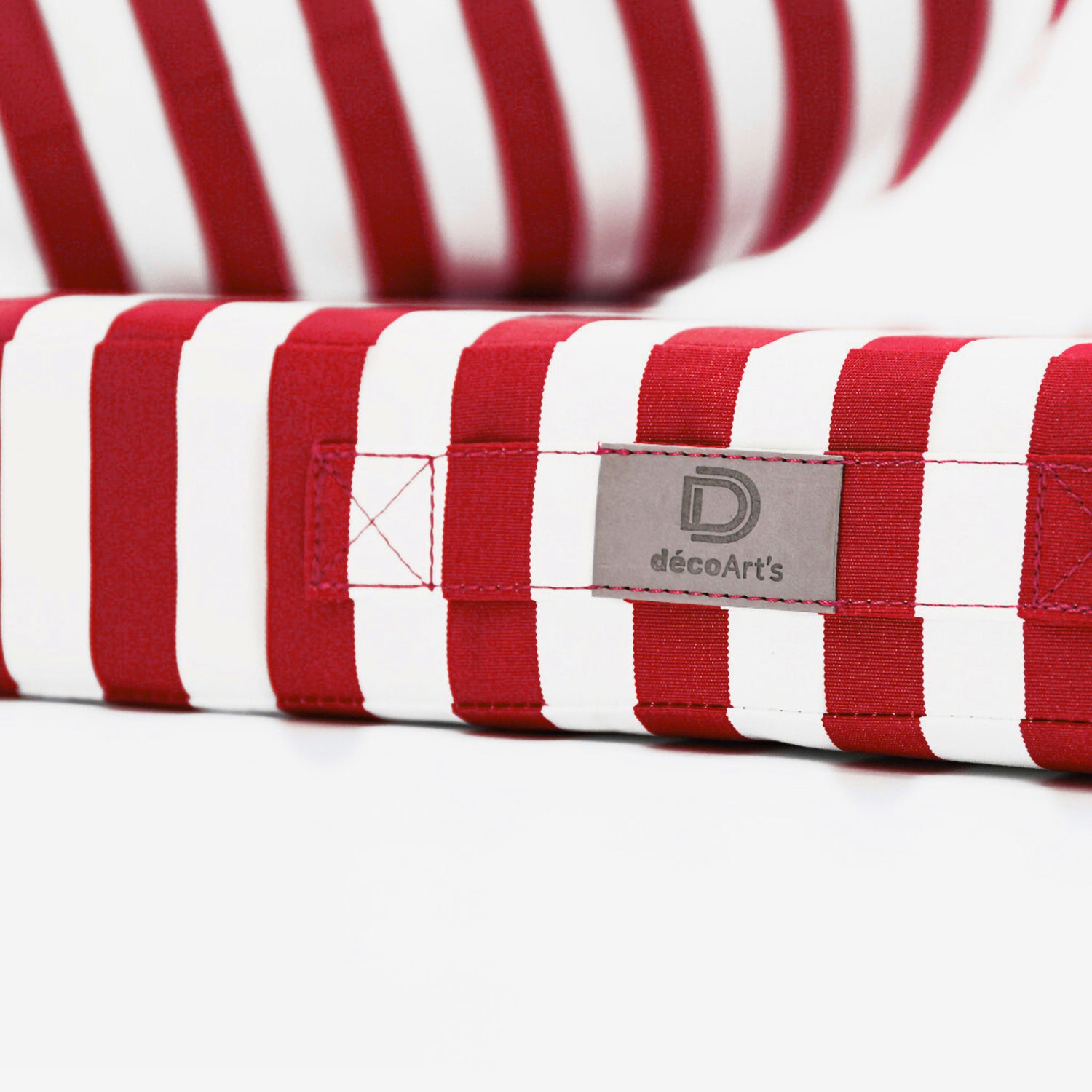 Coussins pour salon de jardin déhoussable 60x60cm - Rayure rouge - Déco Arts