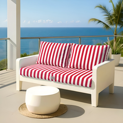 Coussins pour salon de jardin déhoussable 100x50cm - Rayure rouge