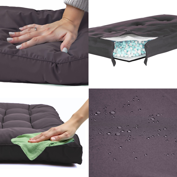 Ensemble de coussins capitonnés gris carbone 50x50 cm, épais 15 cm, pour fauteuils et canapés, moelleux et confortables