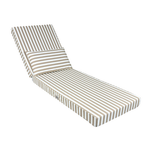 Matelas Transat Premium 190x60 Rayure Beige - Épais 10cm & Têtière (Déhoussable)