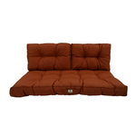 Ensemble de 3 coussins capitonnés terracotta pour fauteuils et canapés, épais 15cm, comprenant 1 assise et 2 dossiers.