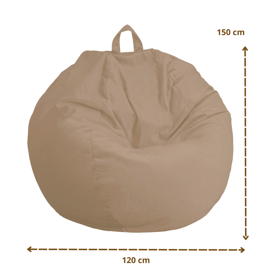 Giant XXL Pear Bean Bag 120x150 Beige, velvet fabric
