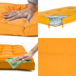 Coussin palette jaune miel, 120x80 cm, imperméable et épais 15 cm, pour fauteuils et canapés, Deco-arts.fr