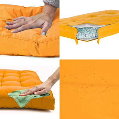 Coussin palette jaune miel, 120x80 cm, imperméable et épais 15 cm, pour fauteuils et canapés, Deco-arts.fr