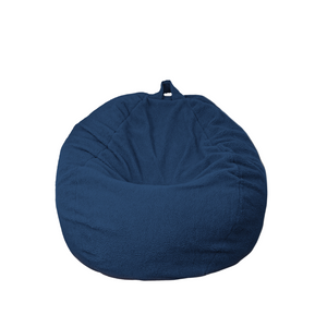 Pouf poire XL d'intérieur en tissu sherpa - 110x120 cm - Bleu pétrole