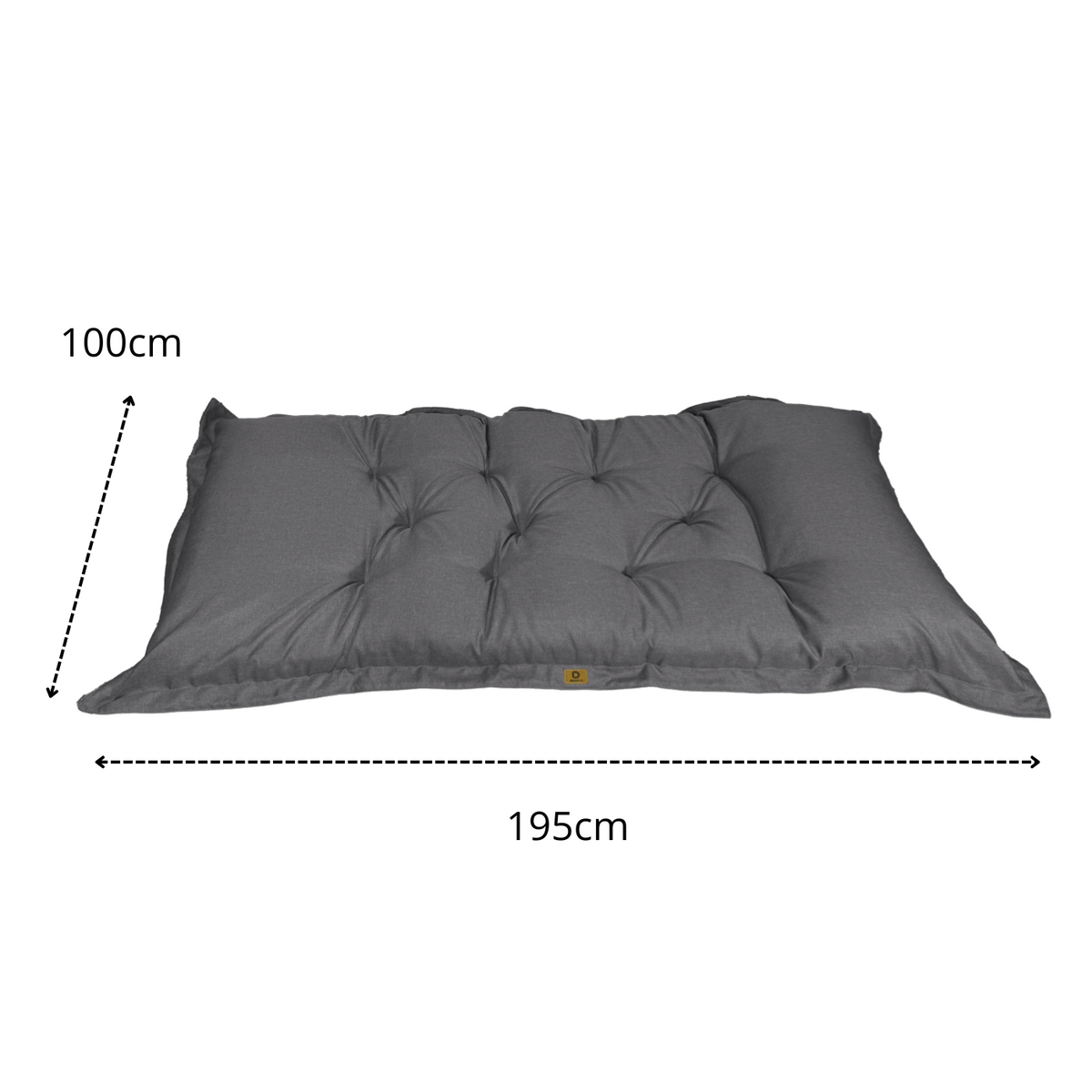 Futon de Sol XXL Effet Lin 195x100 Gris Chiné - Épais 15cm (Lit d'Appoint & Détente) – schéma coté