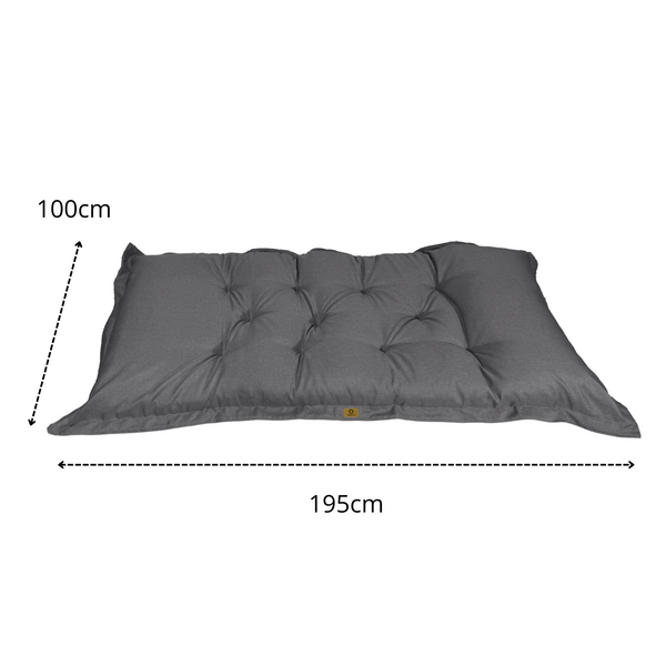 Futon XXL en lin matelas de sol 195x100cm - gris chiné - Deco-arts.fr