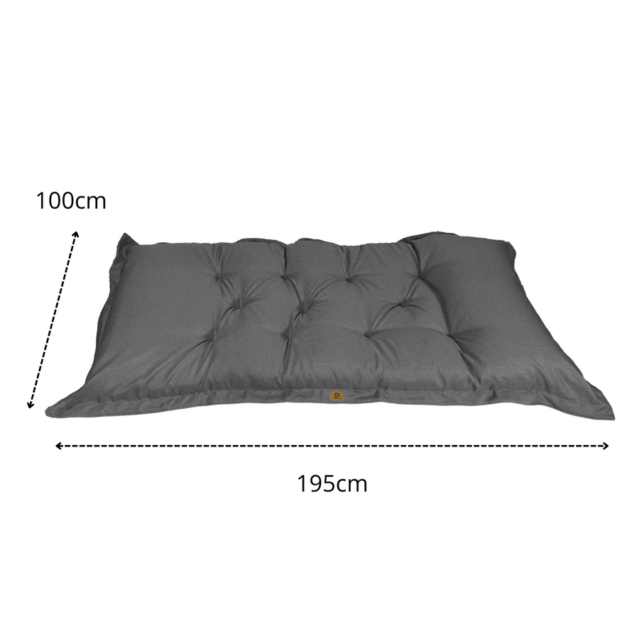 XXL vloerfuton in linnen look 195x100 Grijs Chiné, voor binnen, buiten en op de camping