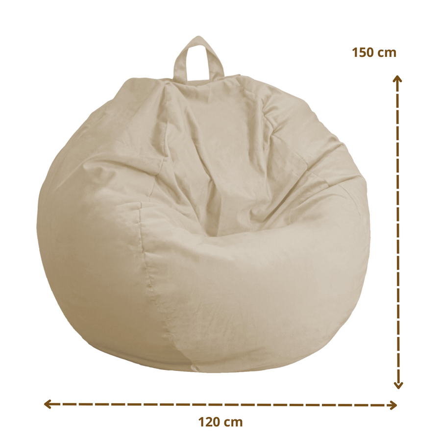 XXL-Riesen-Birnenförmiger Sitzsack 120x150 Crème, Samtstoff