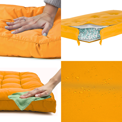 Coussins pour salon de jardin capitonné 60x60cm jaune - Deco-arts.fr