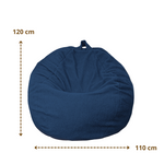 Pouf poire XL d'intérieur en tissu sherpa - 110x120 cm - Bleu pétrole - Deco-arts.fr