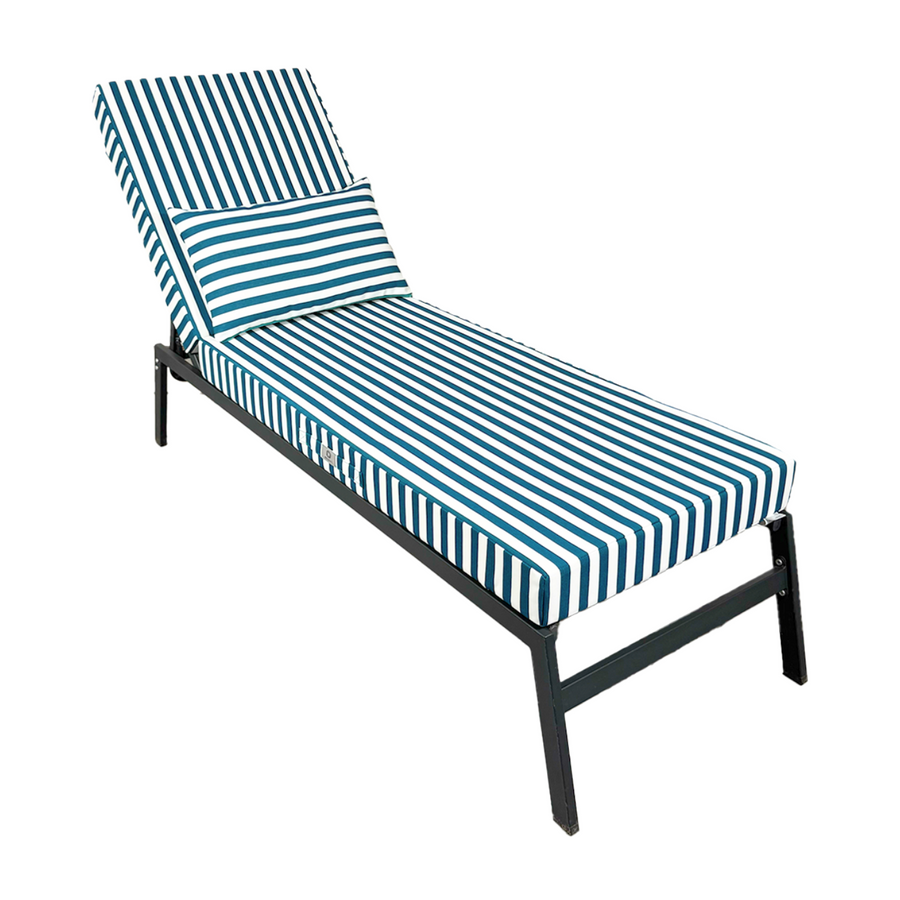 Matelas Transat Premium 190x60 Rayure Verte, housse déhoussable
